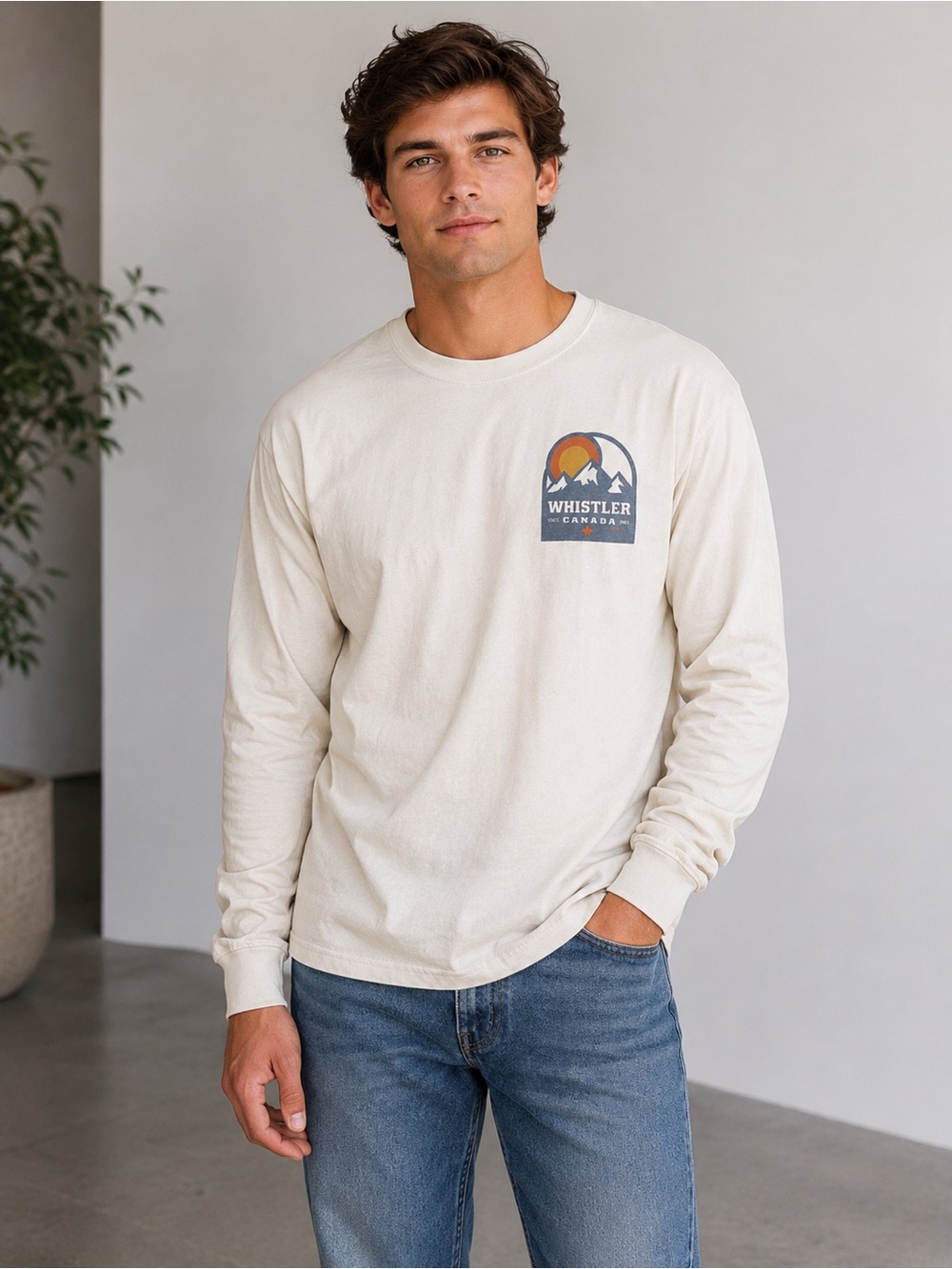 Blue 84 Whistler Canada Long Sleeve Graphic T-Shirt Men’s Medium 100% Cotton